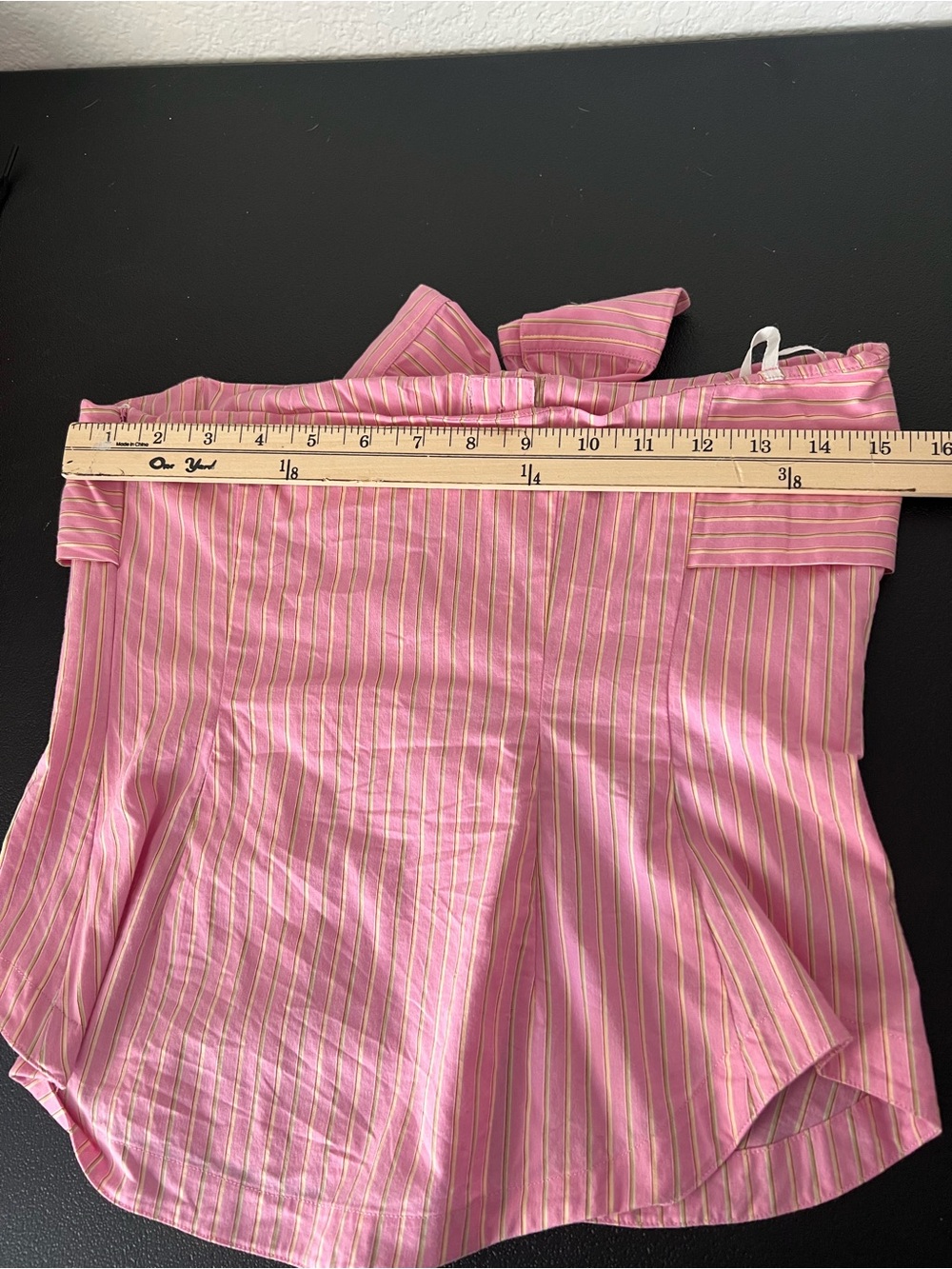 Bryan Fares Beauty Mark Pink Stripe Strapless Bow Top Size 6 - Picture 9 of 9